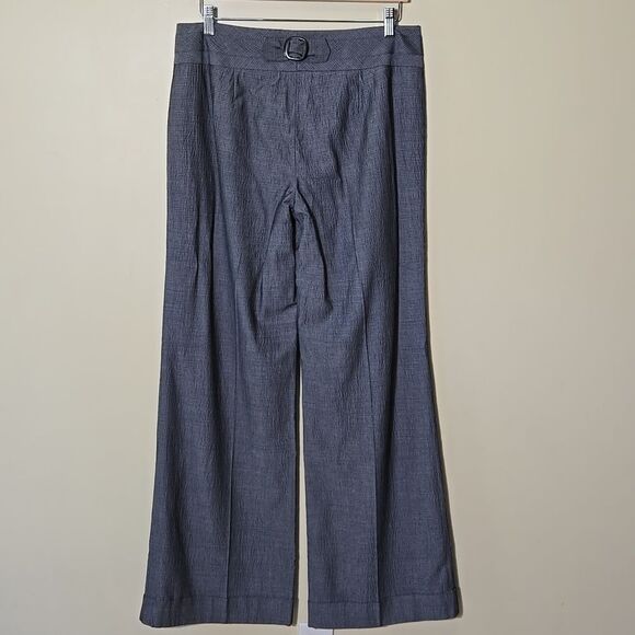 Classique Entier Wide Leg Trouser Pants Size 10 Gray Wool Viscose Career Cuffed - Picture 6 of 14